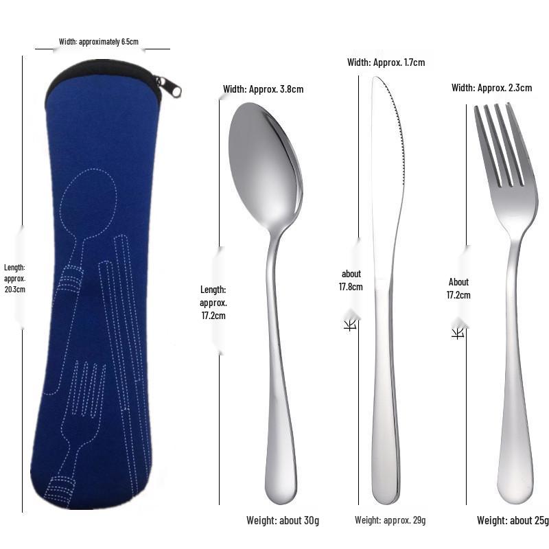 Stainless Steel Portable Cutlery Set with Cloth Bag - Includes Knife, Fork, Spoon & Chopsticks for Outdoor Travel