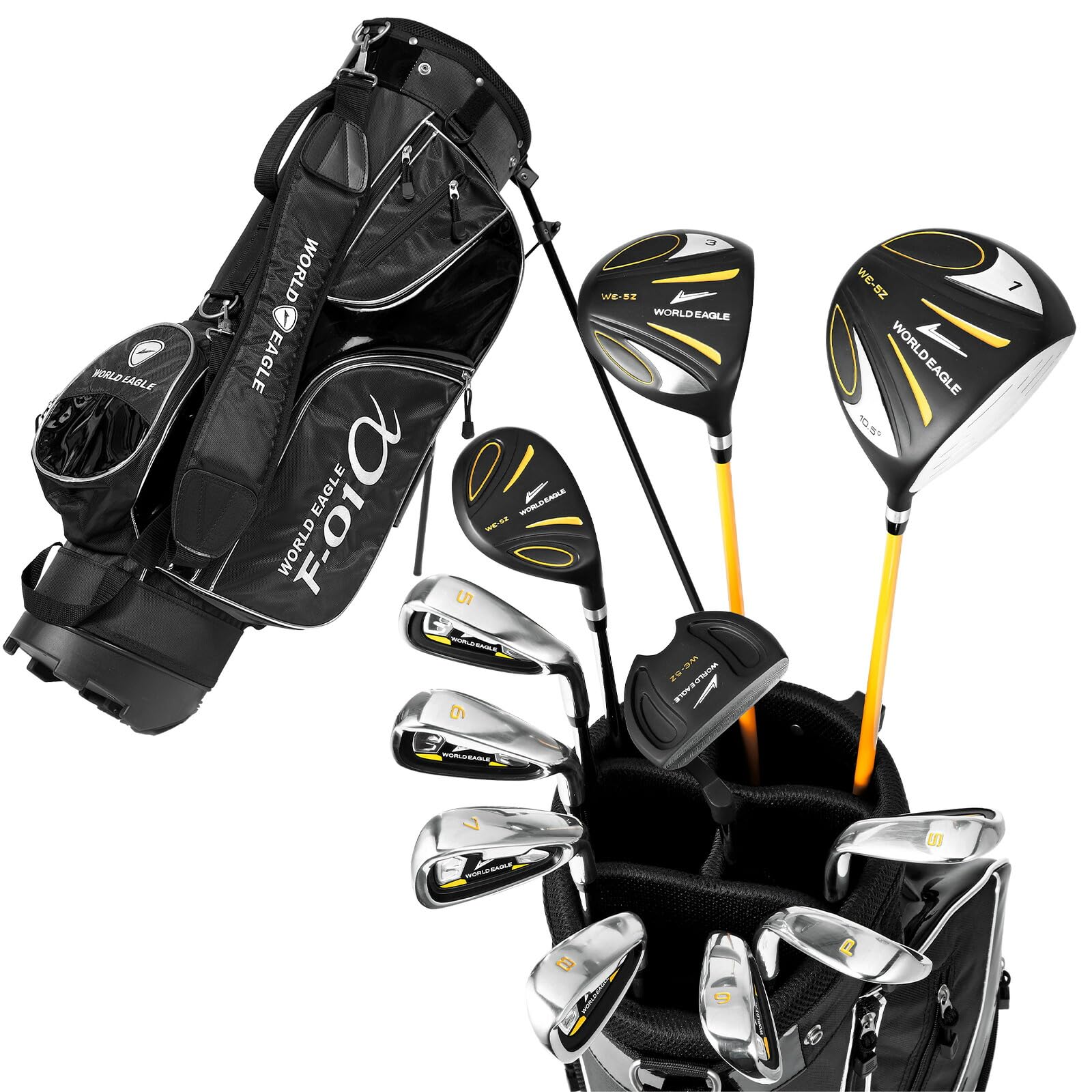 

WORLD EAGLE Golf Club Set of 11 Stand Bag 5Z-Black Men s [Right/S] + WE-F-01 [Black]