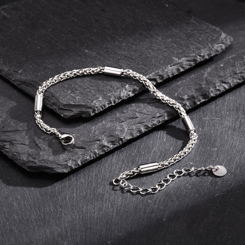 Vnox 3mm Weizenketten Armbänder für Herren Damen, Nie verblassendes Edelstahl Gewebte Cuban Links Armband, Verstellbarer Schmuck