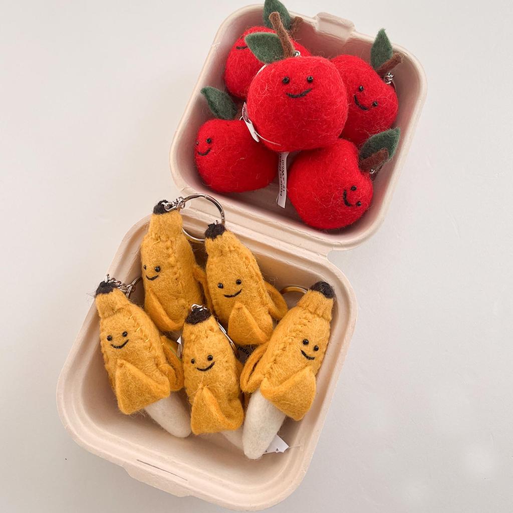 Cute Handmade Wool Felt Fruit & Vegetable Charms with Miniature Foodie Accessories for Bags, Backpacks, and Keys Fun and Unique Accessories for