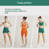 Sportweste im europäisch-amerikanischen Stil mit gekreuztem Rückenausschnitt: Stoßdämpfender Sport-BH mit Raffung & hautfarbenes Yoga-Top für Damen