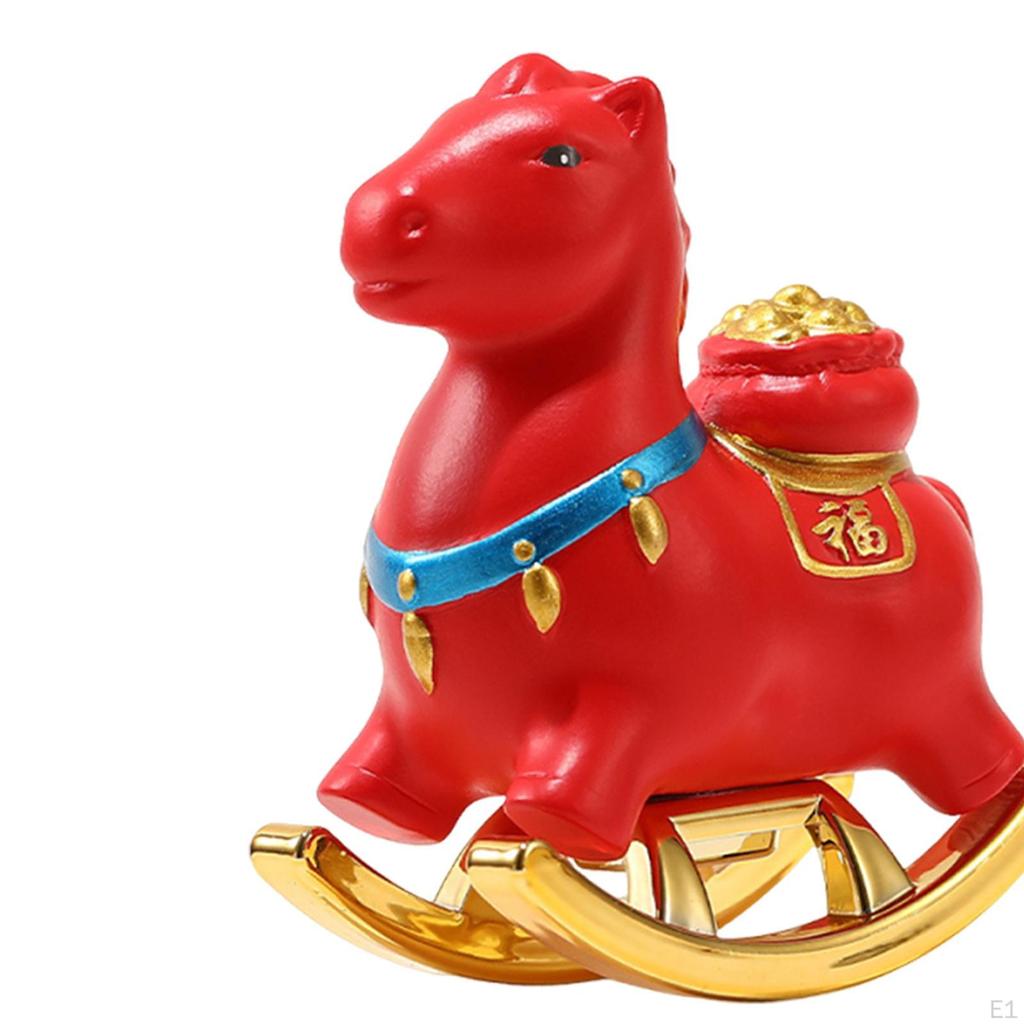 Rocking Horse Figurine Year Decoration Sculpture for Holiday Office Shelf Home