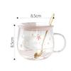 Cherry Blossom Travel Glass Coffee Mug Outdoor Heat-Resistant Scale Teacup With Non-Slip Cover Transparent Milk Breakfast Cup