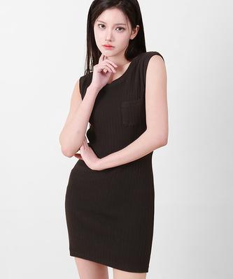 Kathrin Simple Sleeveless Mini Dress Black