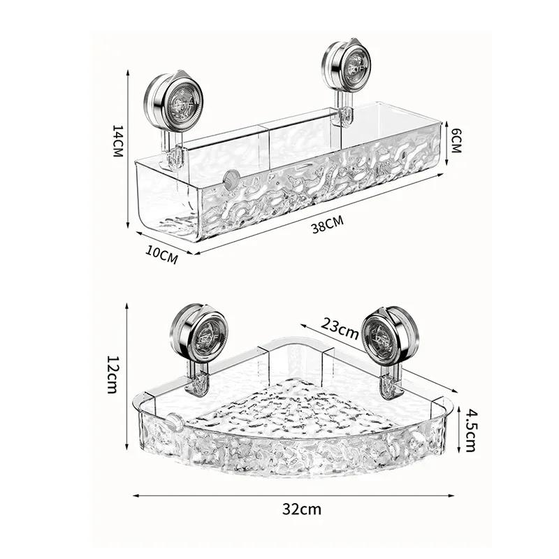Shower Room Suction Cup Storage Shelf Basket Home Bathroom Organizer floating Shelf Decorative Easy Install Bathroom Accessories