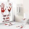Halloween Blood Handprint Horror Bathroom Shower Curtain Four-Piece 3D Thriller Toilet Three-Piece Floor Mat Carpet