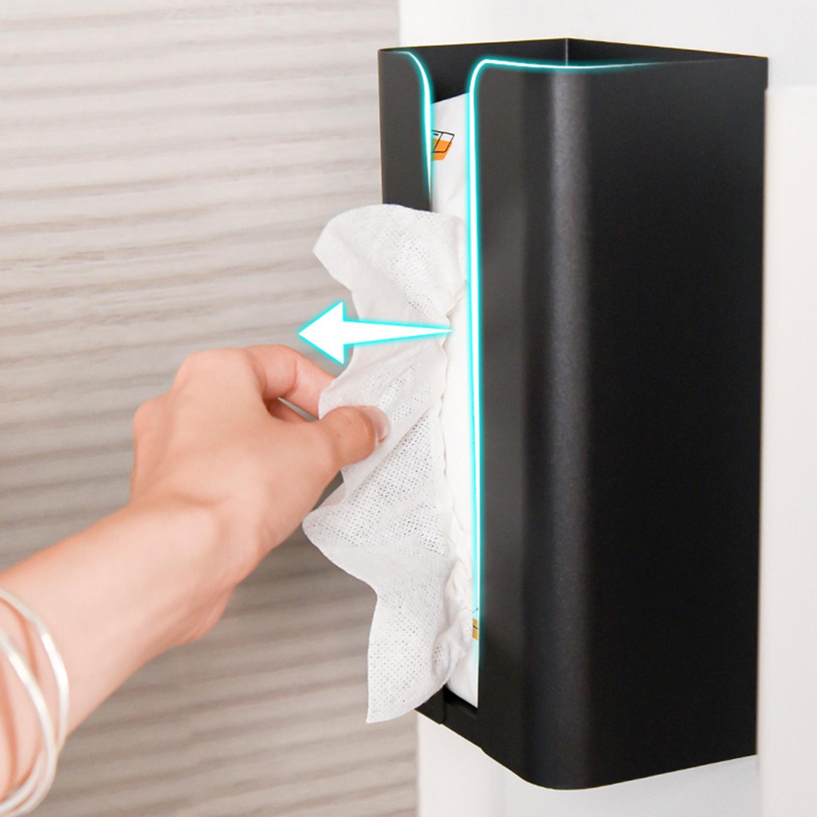 

No Drilling Carbon Steel Storage Box Kitchen Tissue Paper Dispenser Holder White/Bottom Opening