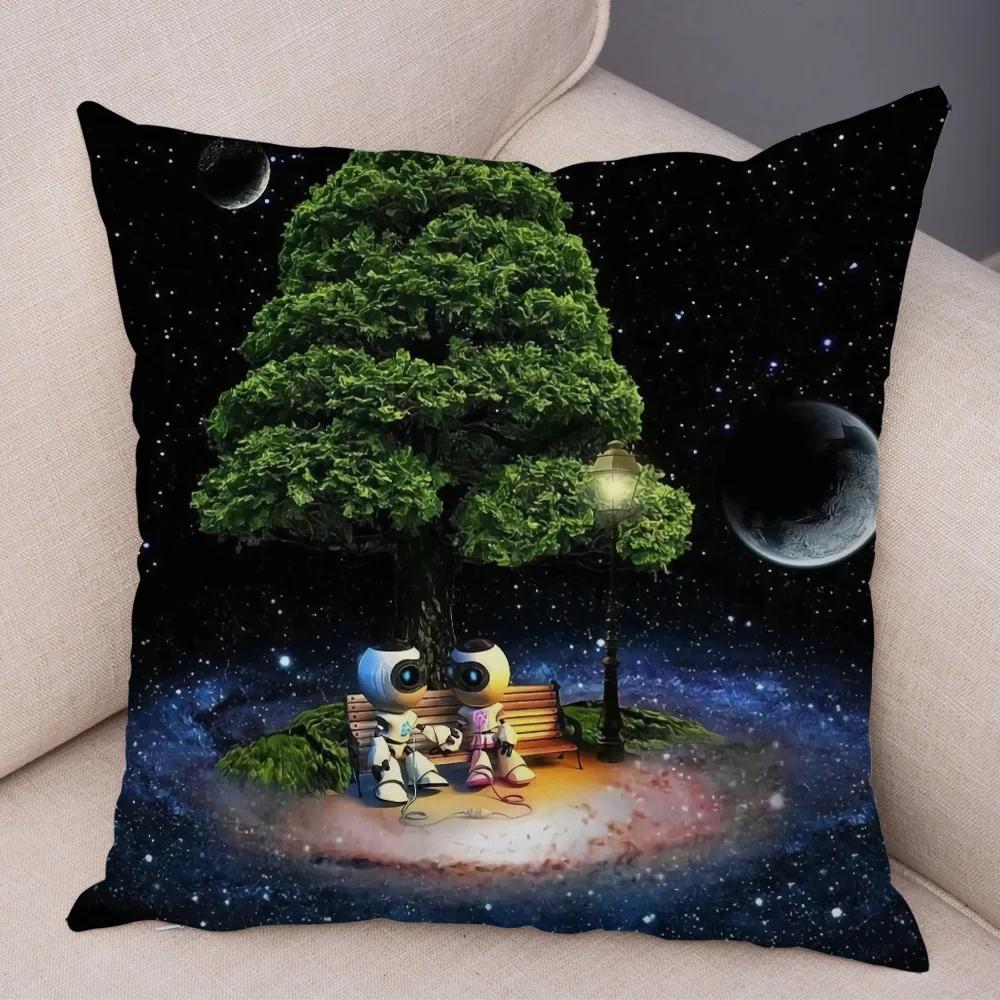Cartoon Astronauten Kissenbezug Weicher Plüsch Dekor Kosmischer Himmel Kissenbezug für Sofa Zuhause Auto Doppelseitiger Druck Kissenhülle Kinderzimmer