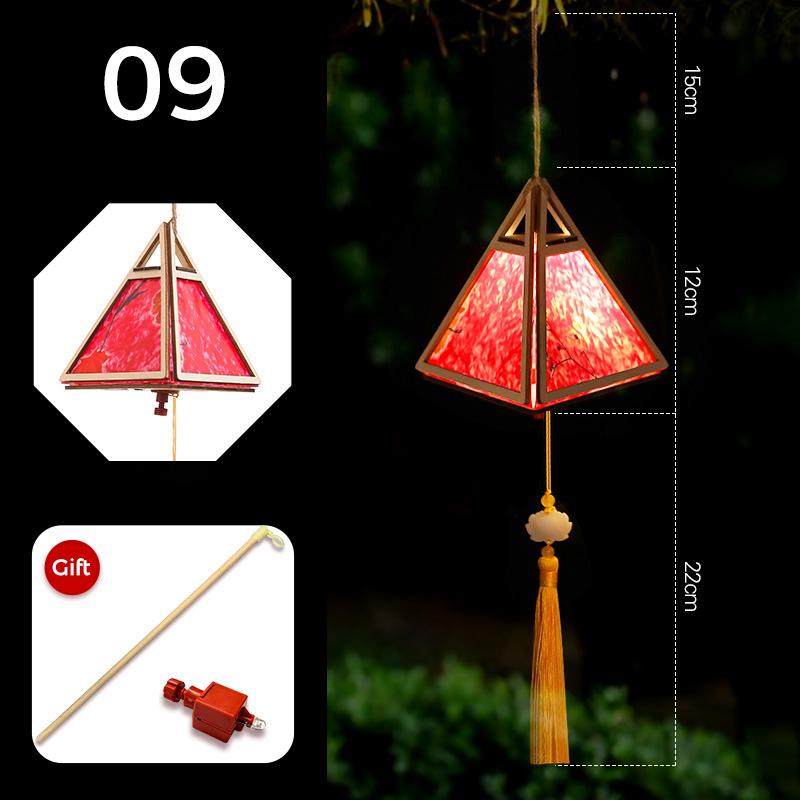 Mid-autumn Portable Lantern With Tassel Waterproof Chinese Antique Wood Carving Palace Light Lamp New Year Spring Festival Decor
