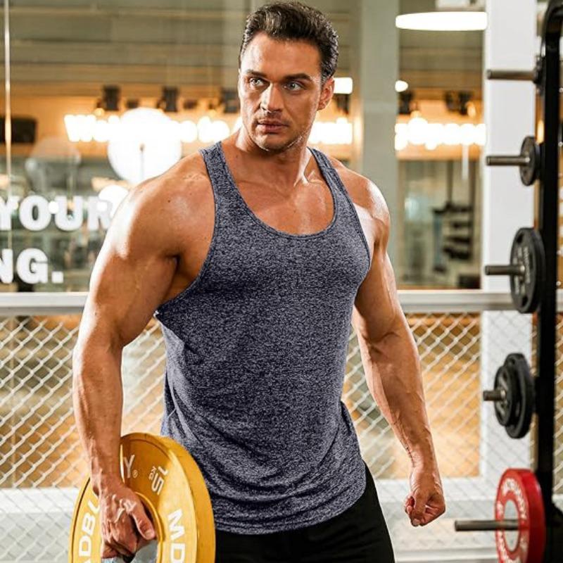Kamizelka treningowa do ćwiczeń fitness Jednolity kolor Kamizelka w kształcie litery I Koszulki męskie