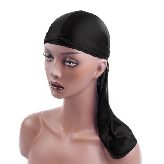 Solid Color Silky Bandanna Turban Hat Breathable Unisex Biker Headwear Headband