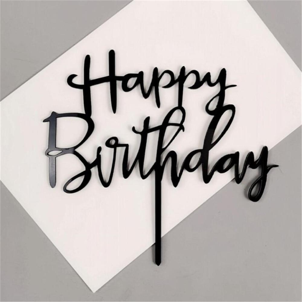 5pcs Cake topper Happy birthday black and white gold creative glitter plug-in multiple happy birthday cupcake toppers