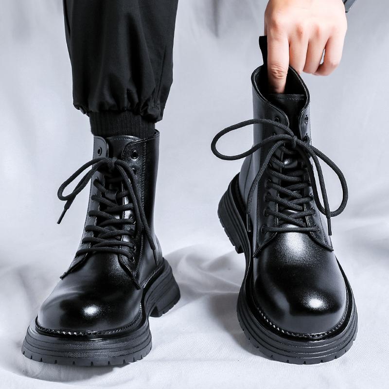 Fashion British Style Men Winter Fashion Classic Lace-up Flat Designer Ankle Boots Comfy Outdoor Office Shoes Casual Leather Oxford Shoe