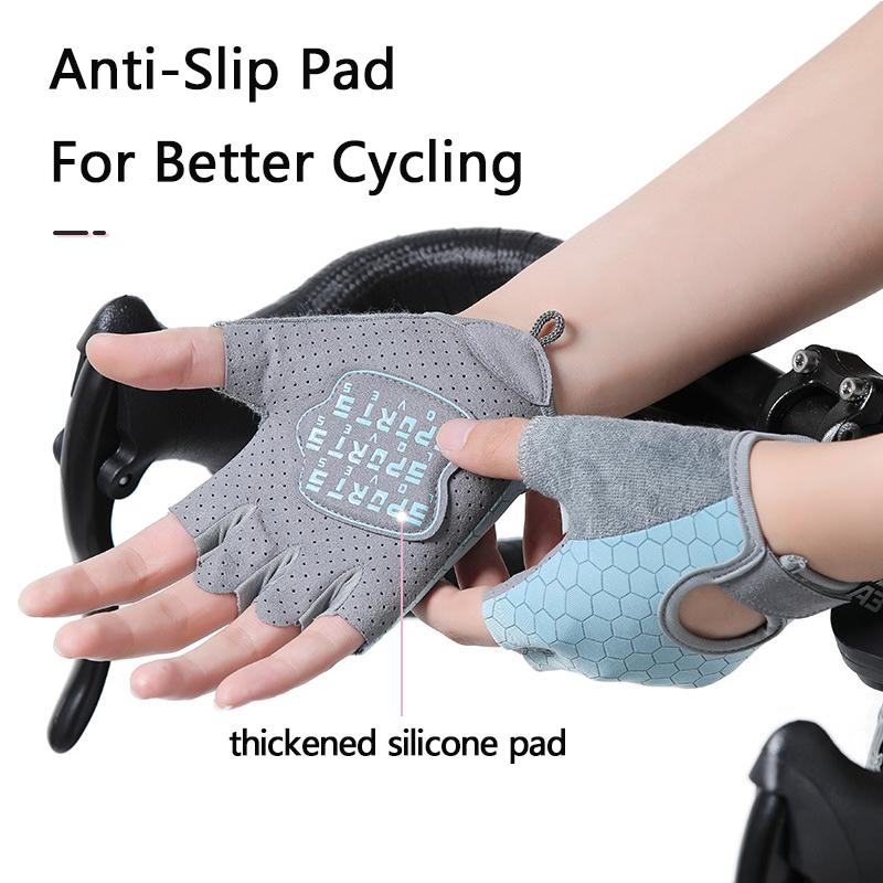 Kids Sport Gloves Breathable Anti-Slip Cycling Fingerless Gloves Boys Girls 3-13Years Sweat Absorb Cushioned Ice Silk Gloves