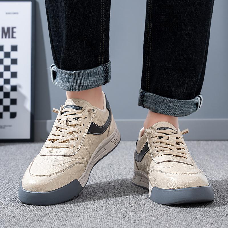 Fashion Leather All-match Skate Shoes for Men Fashion Designer Soft-soled Casual Shoes Non-Slip Business Sneakers New Walking Footwear