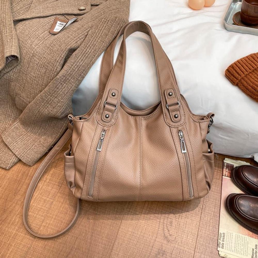 Women's PU Leather Shoulder Tote Bag Fashion Commuter Handbag