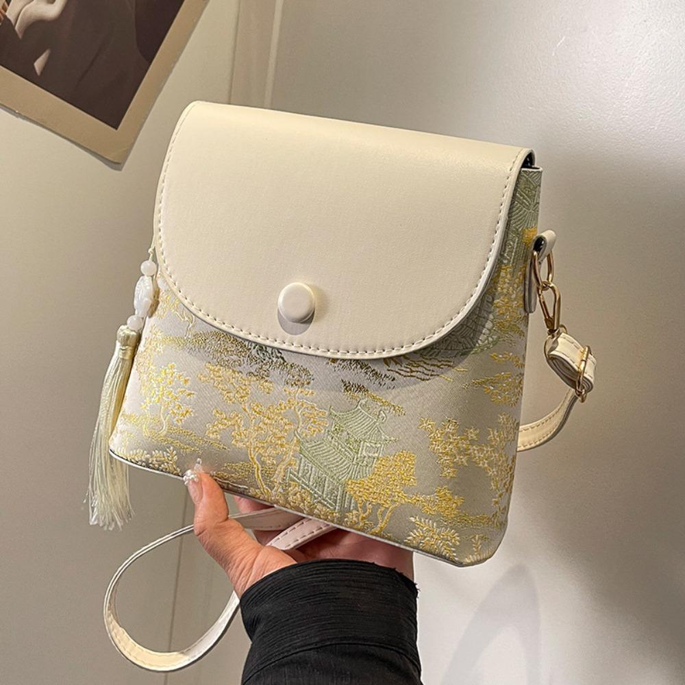 Versatile Chinese Style Crossbody Bag PU Leather Cheongsam Bag Embroidered Purses  Shopping