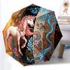 1pc Sturdy 8-Bone Auto Umbrella, Starry Night Pink Mane Unicorn Umbrella, Digital Printed, Foldable Umbrella for On-the-Go Outdoor Use