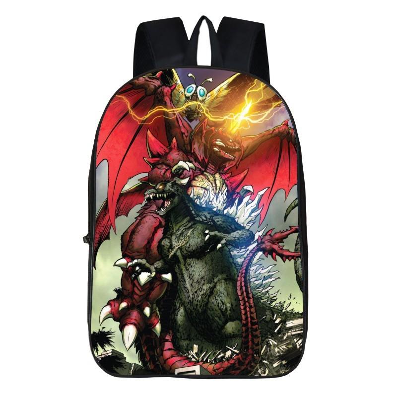 Stylish Godzilla Vs King Kong Backpack For Students With Cartoon Patterns And Adjustable Straps