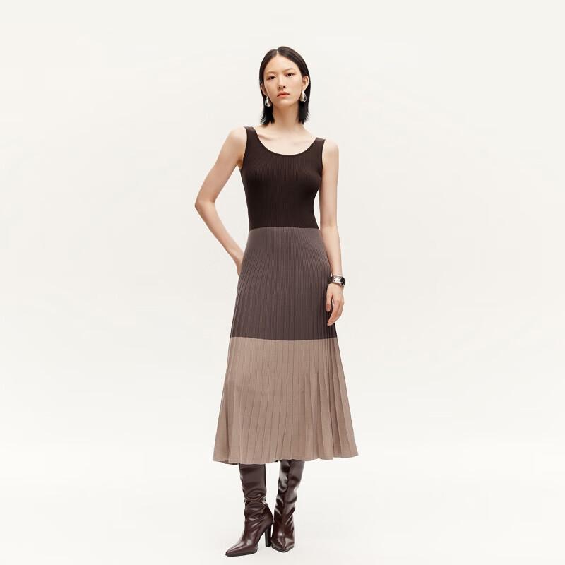 VEROMODA Autumn Color Block Sleeveless A-Line Dress