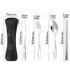 Edelstahl Bestecktasche Waschbar mit Reißverschluss Besteckset Etui Tragbare Tasche für Abendessen Haushaltswerkzeug Reisen Camping Löffel
