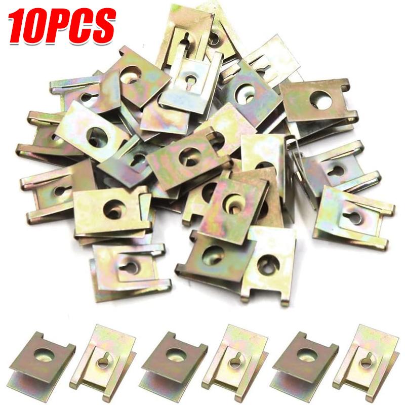 Metal U-Type Clips for Car Motorcycle Bumper Fender Trim Panel Fastener Leaf Board Fastener Anti-rust Grommet Screw Clip Gasket