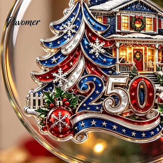 Restaurant Hotel Christmas Decorations 250th Anniversary Acrylic Hanging Ornament, Double Side Printed Festive Holiday Decor Thoughtful Gift for Loved