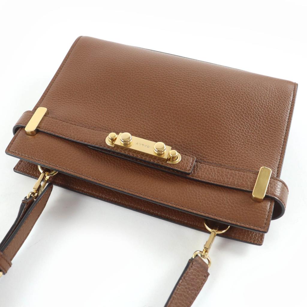Excellent BALLY Shoulder Bag Carriage Shoulder Bag 2WAY Leather Handbag Brown Used