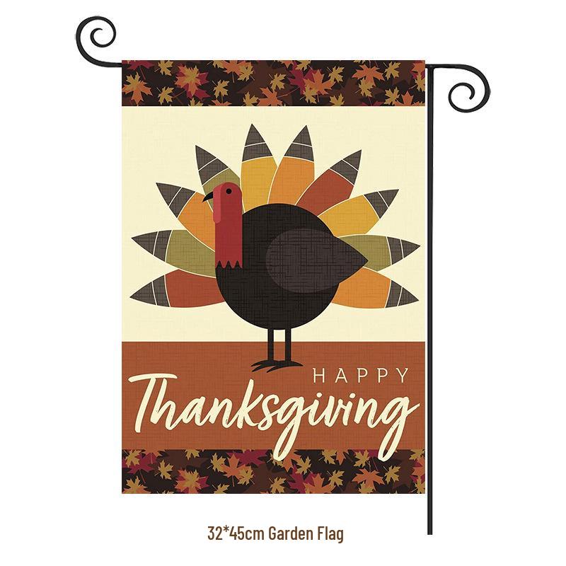 Turkey Yard Decoration Flag: Halloween Pumpkin & Thanksgiving Festival Garden Flag