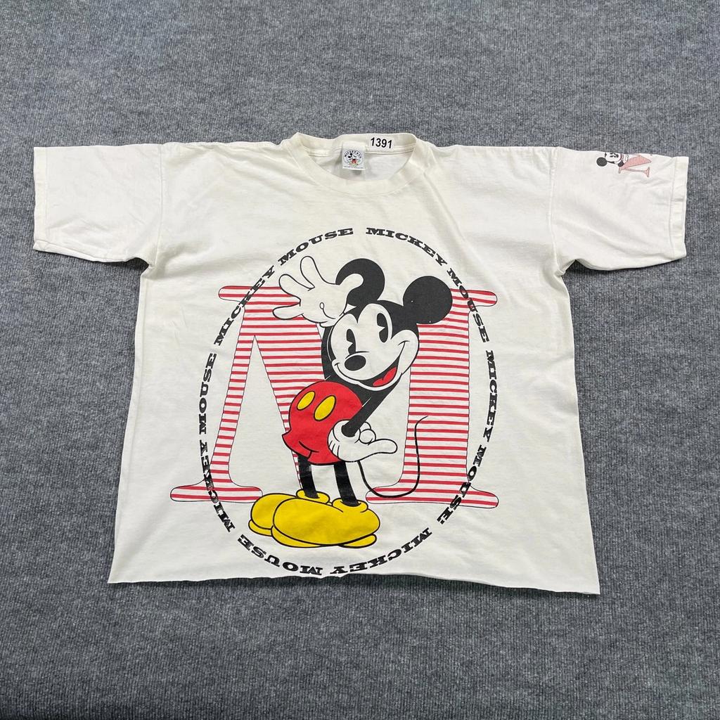Vintage 90s Mickey Mouse Crop Shirt Womens XL 24x26 White
