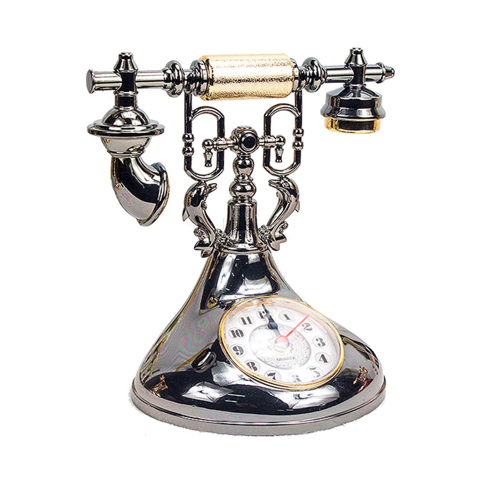 

Ретро модель телефона, будильник, креативный хронометрист, настольное украшение для дома, детской комнаты, украшение прикроватной тумбочки серый