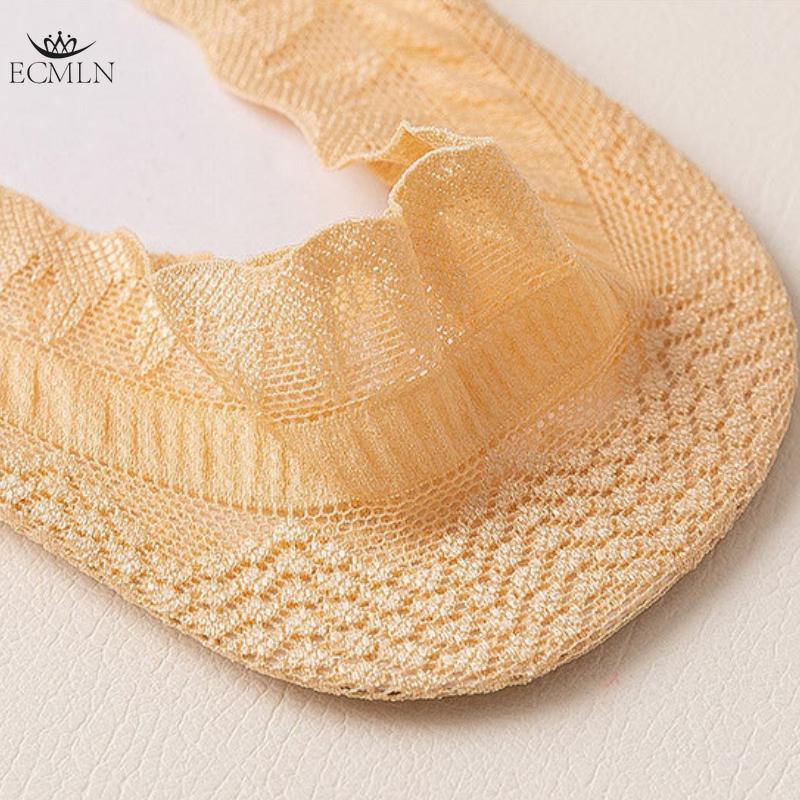 Women Summer Thin Non-slip Sock Invisible Short Lace Boat Socks