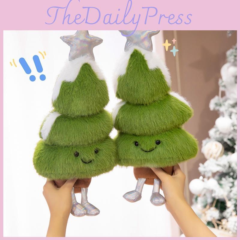 Christmas Tree Plush Ornament With Soft Plush Fabric For Holiday Party Props And Photo Accessories