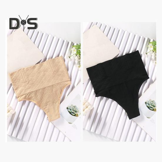 2 Pcs Women Thong High Waist Tummy Control Butt-uncovered One-piece Moulding Good Breathability Elastic Quick-drying Posture Correction Briefs Female
