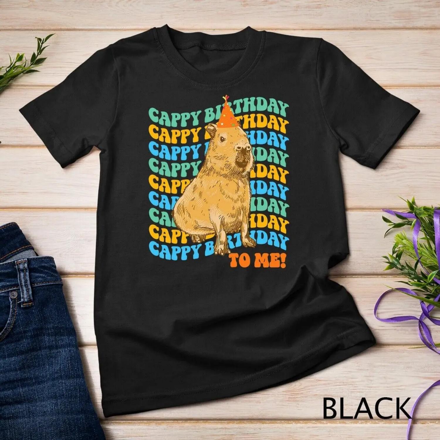 Funny Capybara Birthday Cute Design T Shirt S