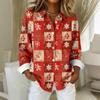 Women's Shirt Blouse Christmas Print Button Long Sleeve Casual Basic Shirt Collar Regular Top