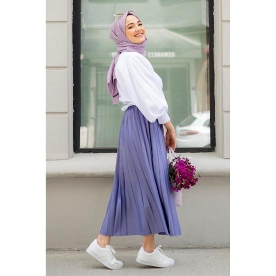 Elastic Waist Balloon Sleeve Mini Shirt