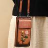 Johnature Genuine Leather Women's Wallet Hand Purse Embossed Phone Bag Retro Mini Crossbody Bag
