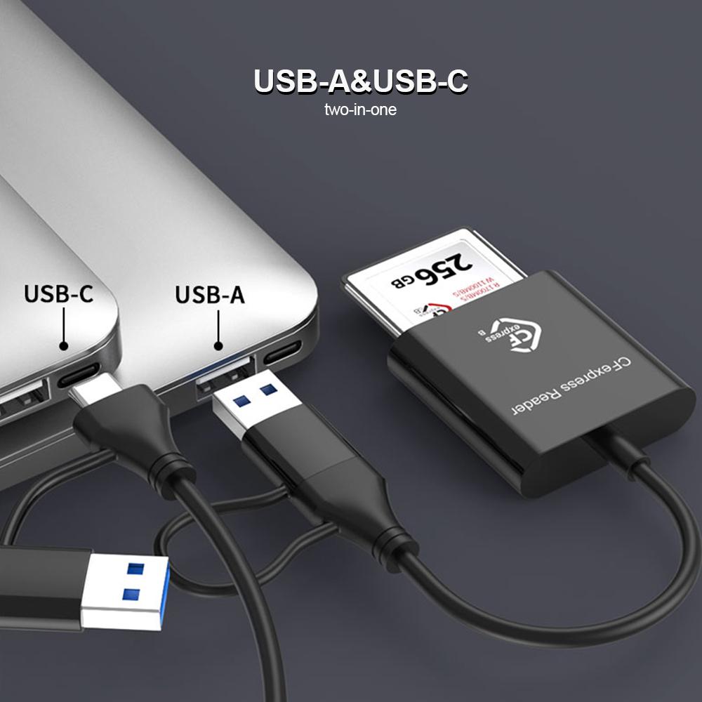 10Gbps CFexpress Type B Card Reader 10Gbps USB3.2 Gen2 Adapter Portable Type A-C CF Express B Card Reader for Windows XP MAC OS