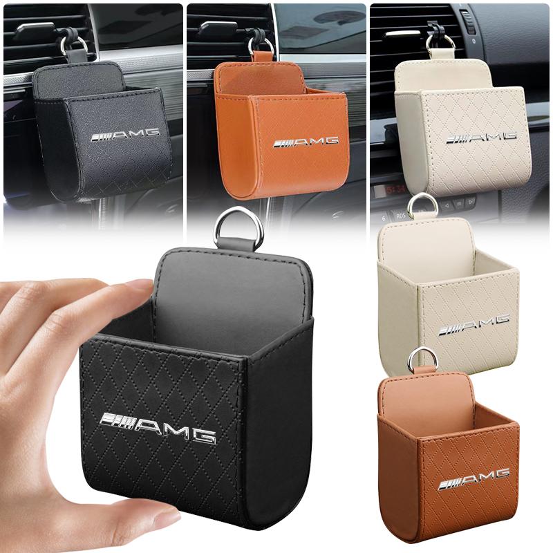 1Pcs Car Air Outlet Storage Box Phone Glasses Organizer Car Goods For Mercedes Benz AMG W212 W205 W246 W176 W213 GLC GLE GLS ML Welcome Laser Logo