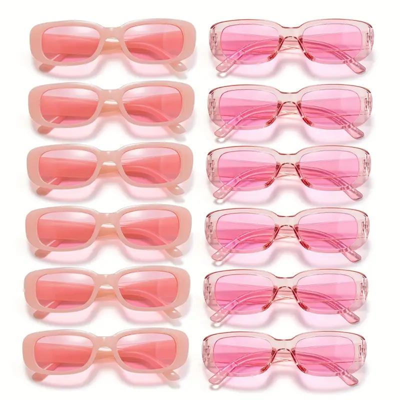 

12 пар женских модных розовых овальных солнцезащитных очков для вечеринки, отпуска, пляжного мероприятия, костюмного реквизита, аксессуаров