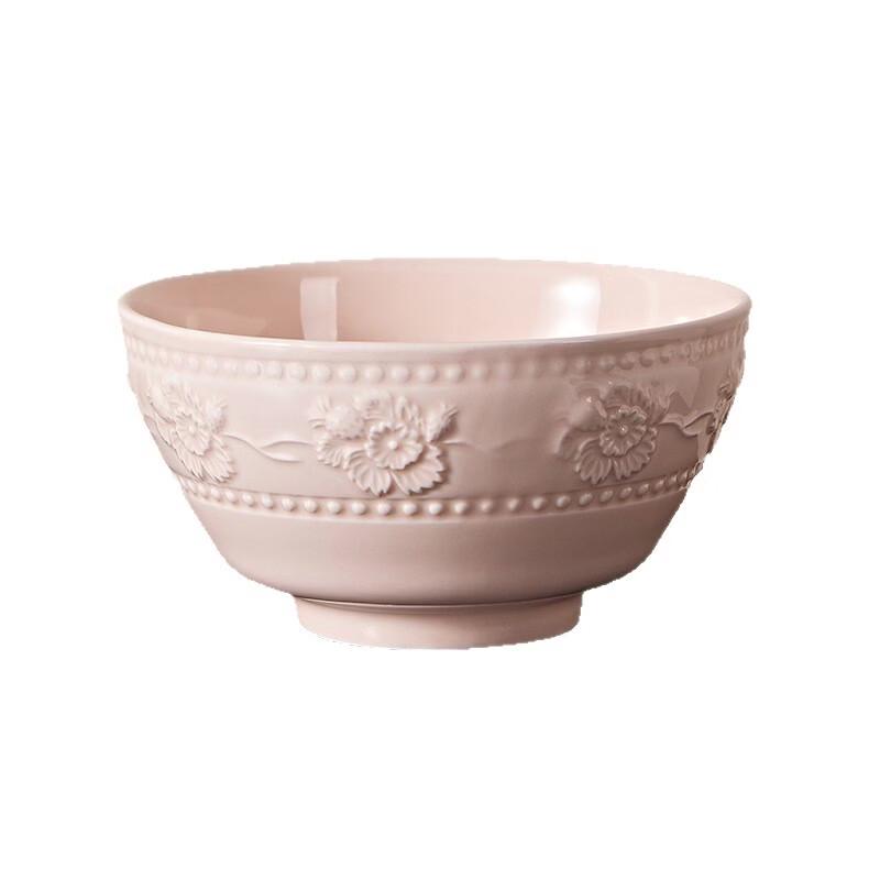 ZISIZ French Embossed Strawberry Ceramic Bowl