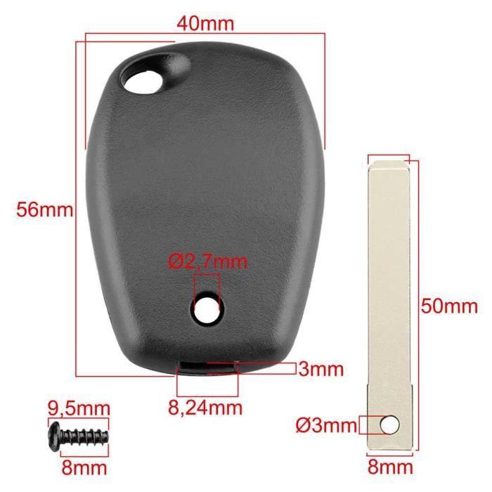Ociodual coque de clé à 3 boutons compatible avec clio, kangoo, modus, twingo, trafic master