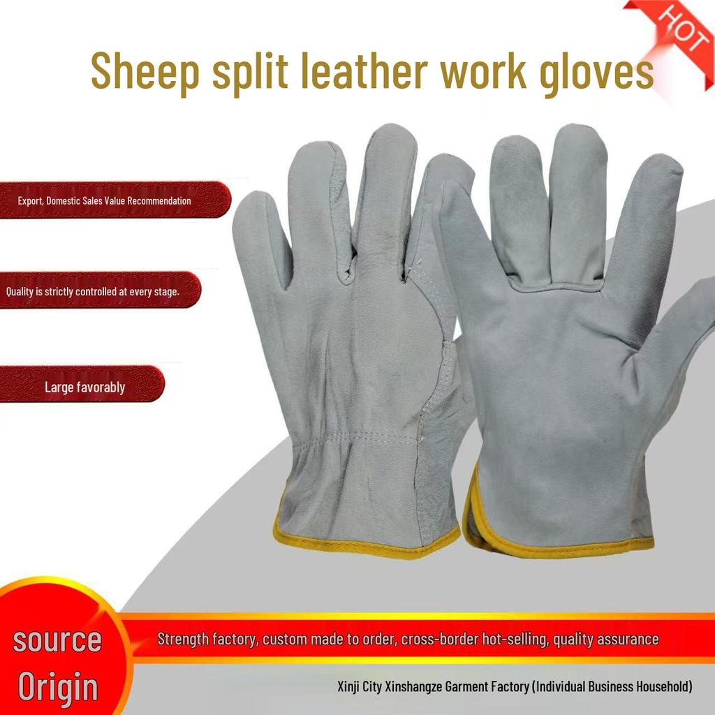 Breathable Sheepskin Work Gloves: Soft, Wear-Resistant, Non-Slip, Short Style for Mechanical and Construction Use
