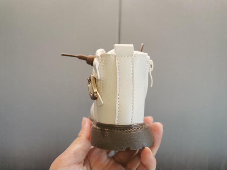 Fleece-Lined Leather Winter Martin Boots for Toddlers (0-3 Years)