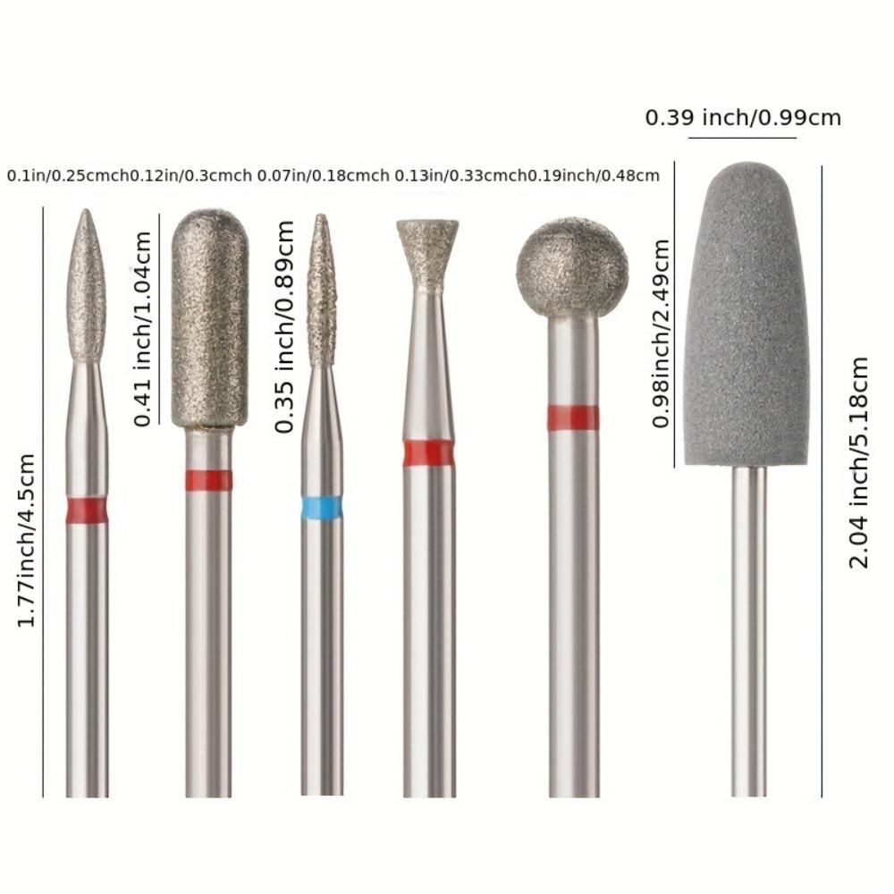 6pcs/set Nail Tools Nail Grinding Head for Removing Acrylic Cuticle Polishing Bit Nail Files Drill