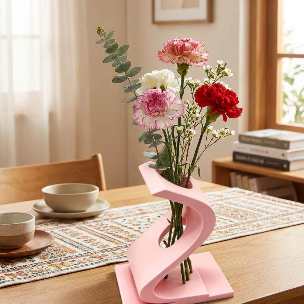 Geometric Art S-shaped Twisted Vase 3D Printed Desktop Pen Holder Creative Flower Ware  Home Use