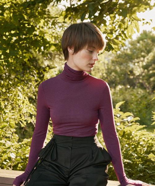 Hansukunie Crop Warmer Turtleneck (Purple) Purple/M(66-77)