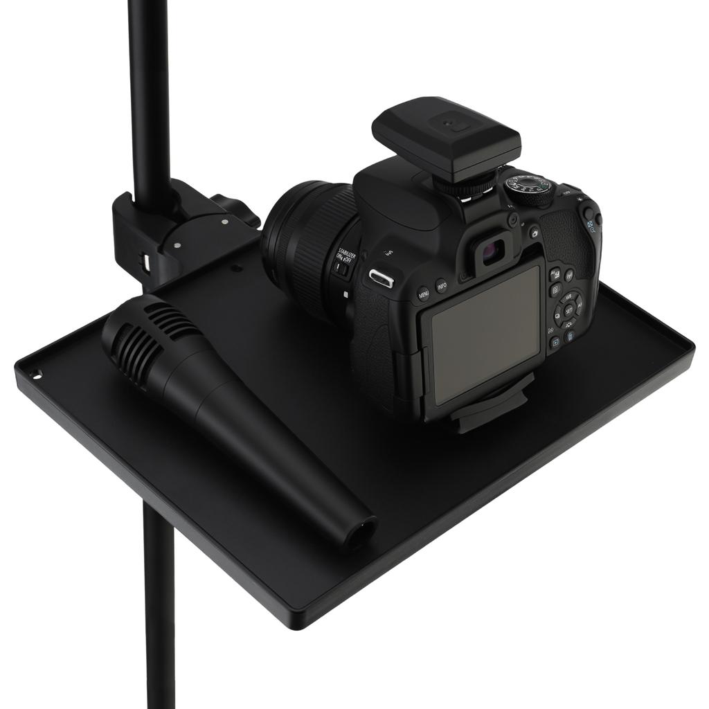 Black Plastic Mic Stand Clamp Tray Holder for Stage Live Streaming Concert Performance Clamp-on Rack Accessory
