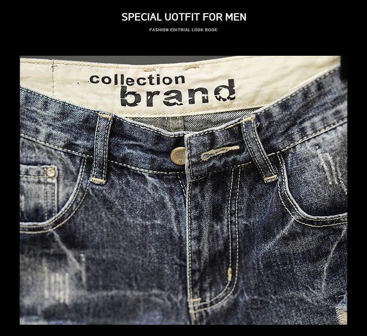 Men's Retro Japanese Style Ripped Denim Shorts - Summer Trend Straight Casual Mid-Length Pants